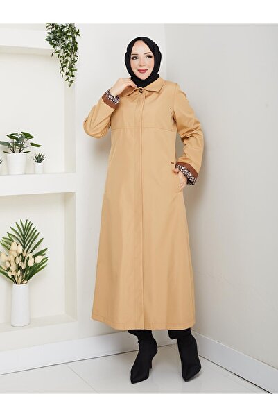 Doque Genç Büyük Beden Kadın Trençkot İçi Astarlı ve Kürklü Mevsimlik Kışlık 60012