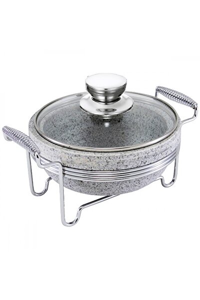 ELEGANT HOME Stone pot with lid and 22cm stainless steel heating base
