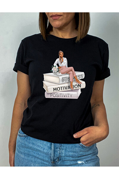 DD Secret Tricou dama oversize din bumbac 100% cu imprimeu POSITIVE WOMAN