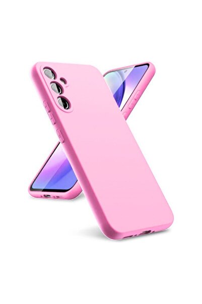 HANPORIUM حافظة سيليكون متوافقة مع هاتف سامسونج جالاكسي S22 5G - غطاء حماية للكاميرا بلون باستيل - وردي