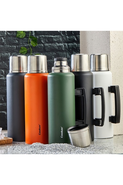 Go İthalat 1.5lt mountainer thermos with color handle double wall stainless s...
