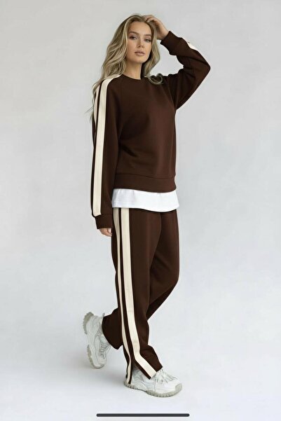 Bliss Women's Oversized Stripe Bottom Top Tracksuit Set