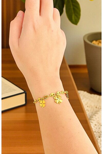 Store Gold Color Luck Clover Charm Bracelet