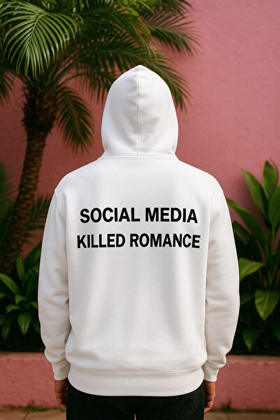 SVART WEAR Social Media Killed Romance Printed Printed Hoodie Hooded Sweatshirt Cotton Trendy Fancy