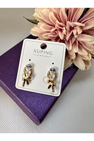 XUPING JEWELRY ZİRKON TAŞLI DÜĞÜM MODEL ÇELİK KÜPE
