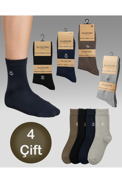 ragi store 4-Piece Lambswool Men's Toe Stitch-Free Socks