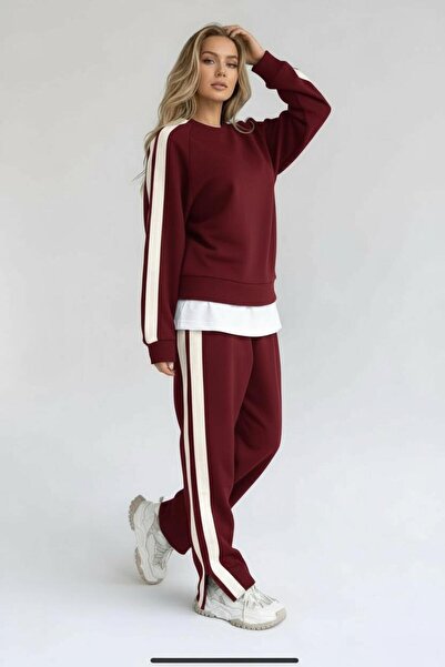 Ferte Women's Oversize Striped Bottom and Top Tracksuit Set