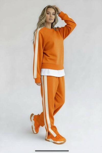 Bliss Women's Oversized Stripe Bottom Top Tracksuit Set