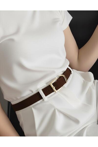 Mynoa Elegant Gold Buckle Suede Belt, Women's Belt, Coat Belt, Trouser Belt.