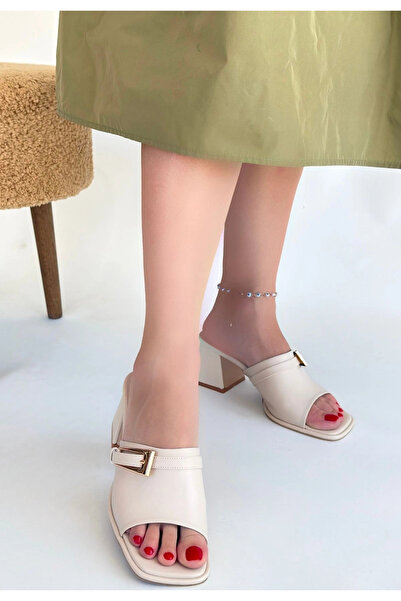 ALFA AKSESUAR 03 Ziva Beige Skin Heeled Slippers