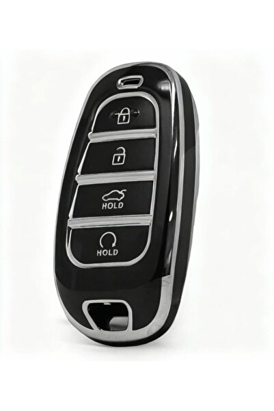 GMA KEYS Hyundai 2021-22 New Tucson Santa Fe Nano Key Case Cover Black Silver Silver Color