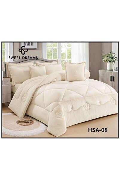 Moon Double winter bedspread, 8 pieces, velvet with faux fur, in a harmonious and luxurious design.