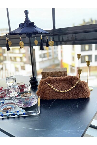 gulora Coffee Tone Puffy Rope Hand Knitted'Cloud' Clutch |   Gold Top Chain Strap