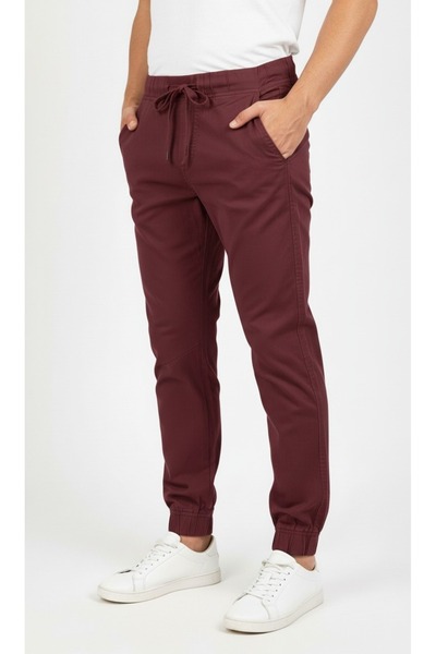 STITCH by MH Men's Solid Cotton 4 pocket Joggers- Marron
