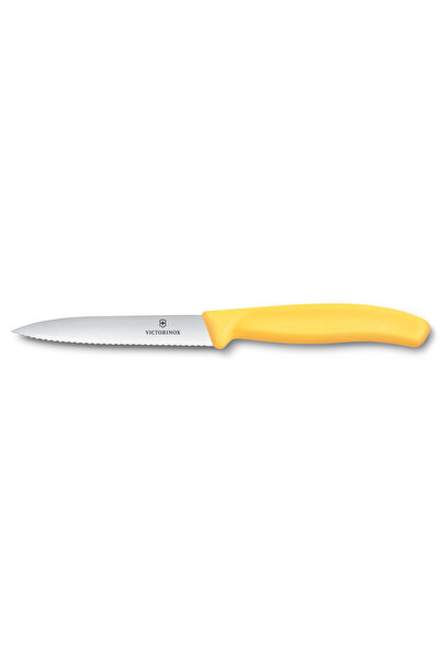 Victorinox Knife with Sharp Tip and Serrated Blade 6.7738.C1, Blade 10 cm, Lemon Yellow