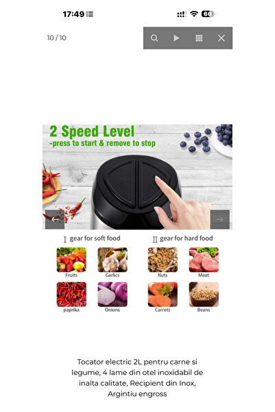 OEM 2L Electric Chopper, Multifunctional with 4 Stainless Steel Blades, 2 Speeds and Stainless Steel Bowl