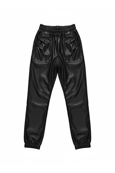 Masal Dünyası Bursa Girls' Leather Trousers with Elasticated Pockets, Ages 6-16