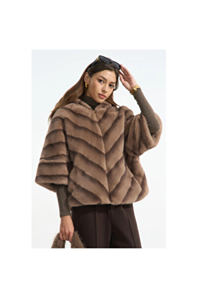 OEM Cappuccino faux fur cape coat