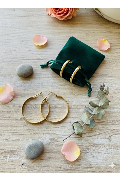 Çağla Accessories أقراط دائرية أنيقة ومتينة من الفولاذ المقاوم للصدأ عالي الجودة