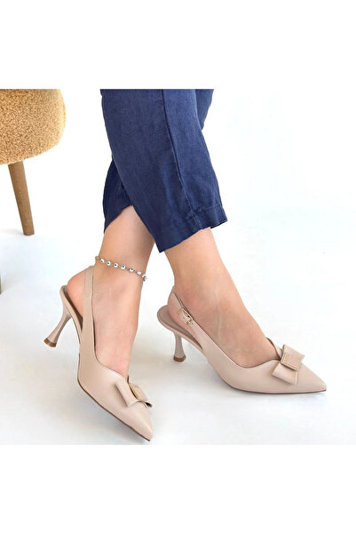 ALFA AKSESUAR 03 Leyya beige leather high heeled shoe