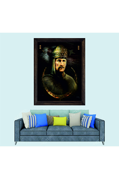 Mustafa Kemal Atatürk ve Sultan Alparslan Çerçeveli Duvar Duvar Tablosusu 50x70 cm