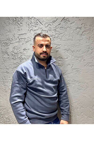 KILIÇ MODA Men's Gray Half Zipper Fleece