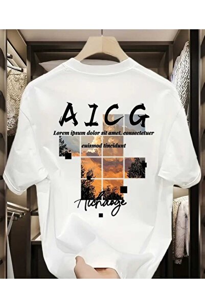 ORVIO Group 'A I C g' Printed T-Shirt with Sunset View