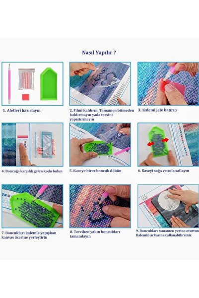 mentaş grup Beaded Rhinestone Mosaic Diamond Tapestry Pono Painting Picture Puzzle For Children 21x25