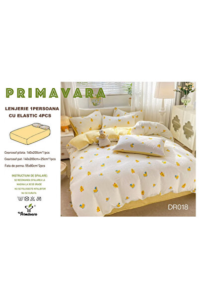 FIONNA.RO Lenjerie Din Bumbac Tip Finet Textura Creponata 1 Persoana Cu Elast...