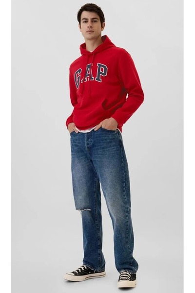 GAP V-Heritage Logo SNL 674148 Чоловічий світшот з капюшоном ЧЕРВОНИЙ