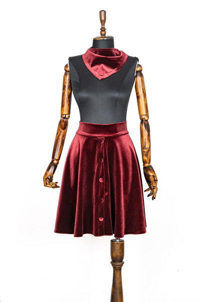 Sihirli Düğmeler Velvet Skirt