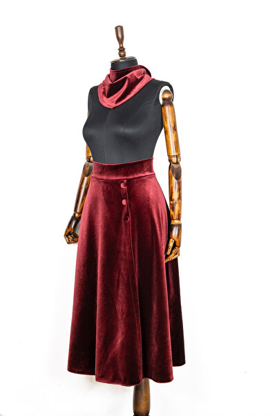 Sihirli Düğmeler Velvet Skirt