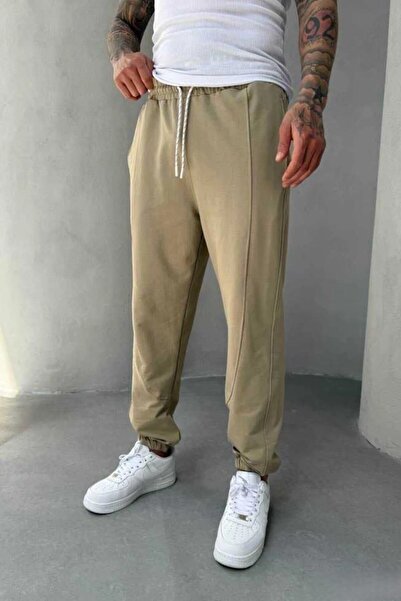 MADZEYMODA Men's Elastic Waist Khaki Sweatpants Ke-7019