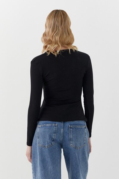 MARKALİSTE Double-Breasted Cut Buckle Detailed Blouse Black