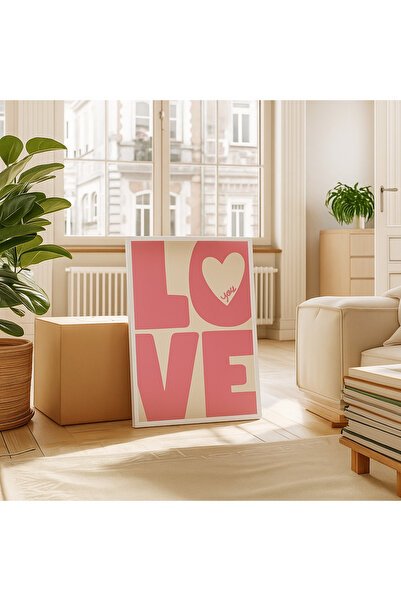 NT Handmade Laminated Framed Pvc Protected Pink Love Written Uv Printing Mdf Wall Painting Set