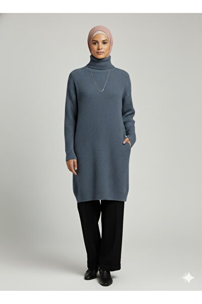 siiim wear Boğazlı Triko Tunik Kadın Elbise