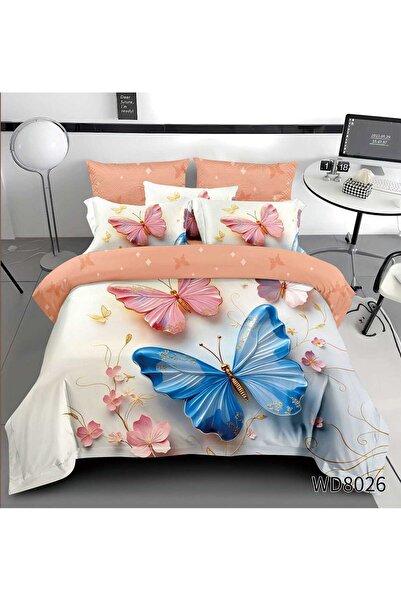 Primavara Double bed linen 5 D DIGITAL PRINT butterflies with elastic 5D24