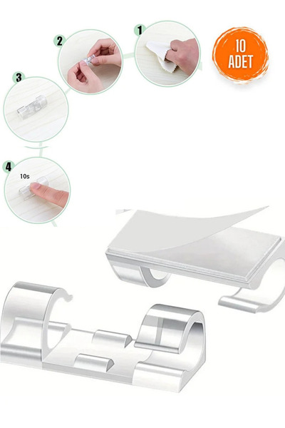 MİNGODAN 10 Adet Yapışkanlı Kablo Toplayıcı Cam Tutucu Şeffaf Klips Kablo Giz...