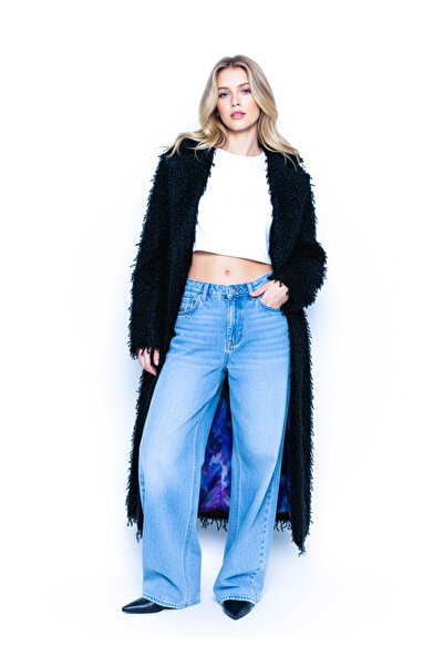 Ceylen معطف طويل مبطن بتصميم نسائي من الفرو الفاخر قصة فضفاضة