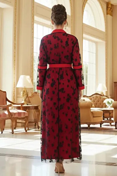 Muchmy Women 2 Pieces Abaya Dress Top Mesh Inner Dress Full Sleeves Belt Womens Arabic Long Abaya Set