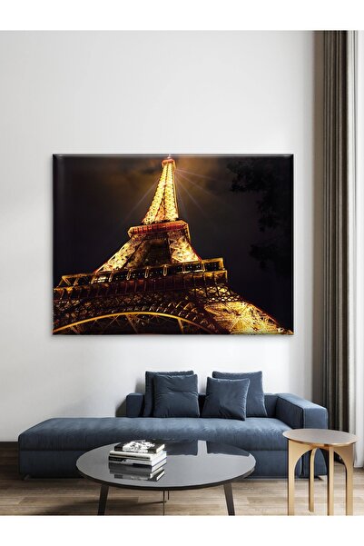 Pikseliart Paris Eyfel Kulesi Gece Işıklı Dijital Baskı Kanvas Tablo Modern D...