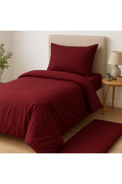 Madame Home Burgundy Single Duvet Cover Set 160X220 Duvet Cover 100X200 Fitted Sheet 30 cm 50X70 Pillowcase