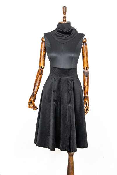 Sihirli Düğmeler Velvet Skirt