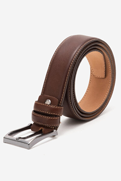 Dericlub Costum pentru bărbați din piele naturală, 3,5 cm, curea clasică cusu...