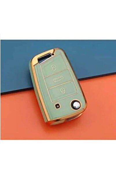 GMA KEYS Golf 7 Golf 7.5 Tiguan Polo T-Roc T-Cross Nano Key Protection Case Green Gold Color
