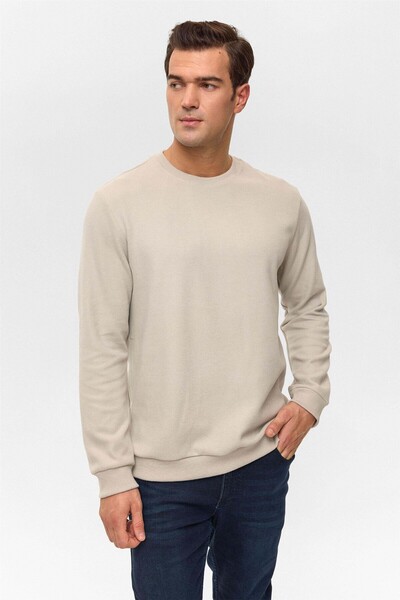 SÜVARİ O Neck Thessaloniki Ecru Men's Sweatshirt Sw2013700013