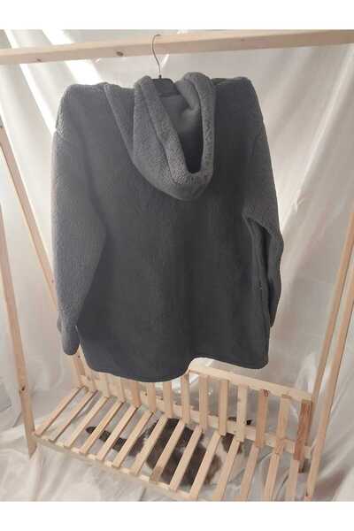 aryam butik Women's long sleeve hooded front zip pocket quzu welsoft cardigan jacket