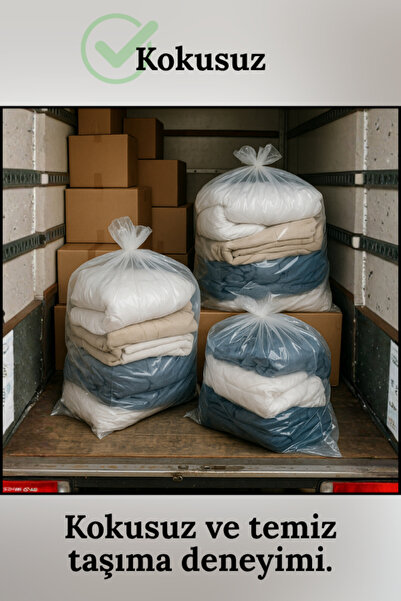 Truva Plastik 10 Adet 75x100 Şeffaf Kokusuz Taşıma Poşeti Taşınma Torbası Naylon Hurç Nakliye Nakliyat Çuvalı