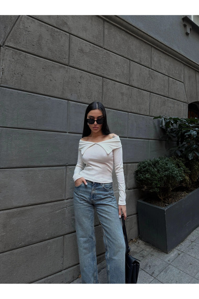 ZENGEZUR MALL Lvsqvr Butterfly Collar Long Sleeve Blouse White (213906) (Size: S)