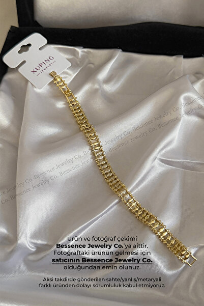 Bessence Jewelry Co Xuping 14K Gold VIP Çift Sıra Örgü Model Çelik Bileklik -...
